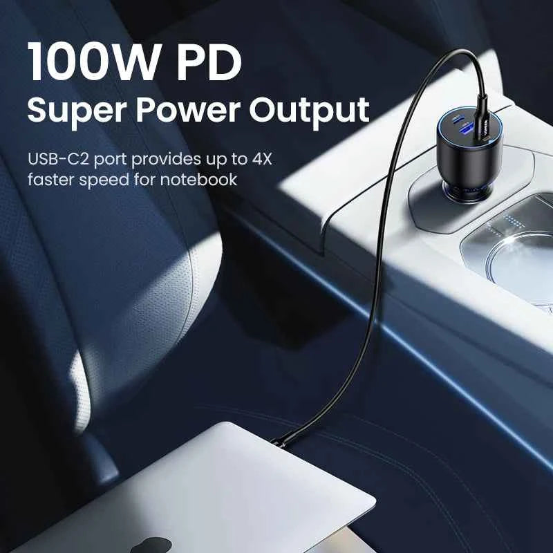 UGREEN 130W USB C Fast Car Charger For Xiaomi iPhone 17 Samsung Galaxy S25 Laptops PD3.0 Fast Charging USB Type C Car Charger