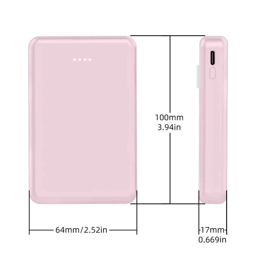 Mini 5000mAh Portable Power Bank With Built-in LED Digital Display, 1 USB-A Port and 3 Integrated Charging Cords, Ultra Compact External Battery Pack, Support Multiple Devices Simultaneous Charging Compatible With  Android Sm