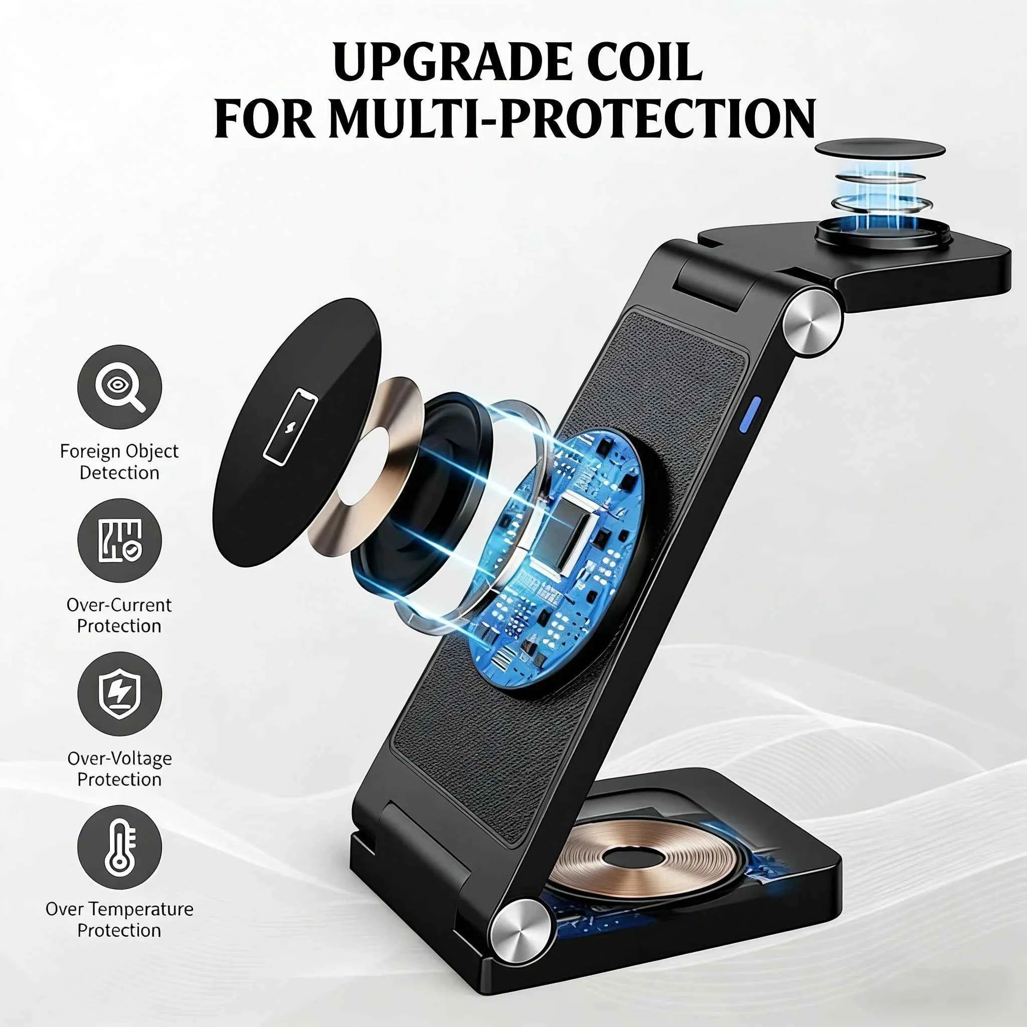 TIMESS 3 IN 1 15W Wireless Charger For iPhone17 16 15 14 PROMAX For Apple Watch Series 11 10-1 For Airpods Pro Charging Station