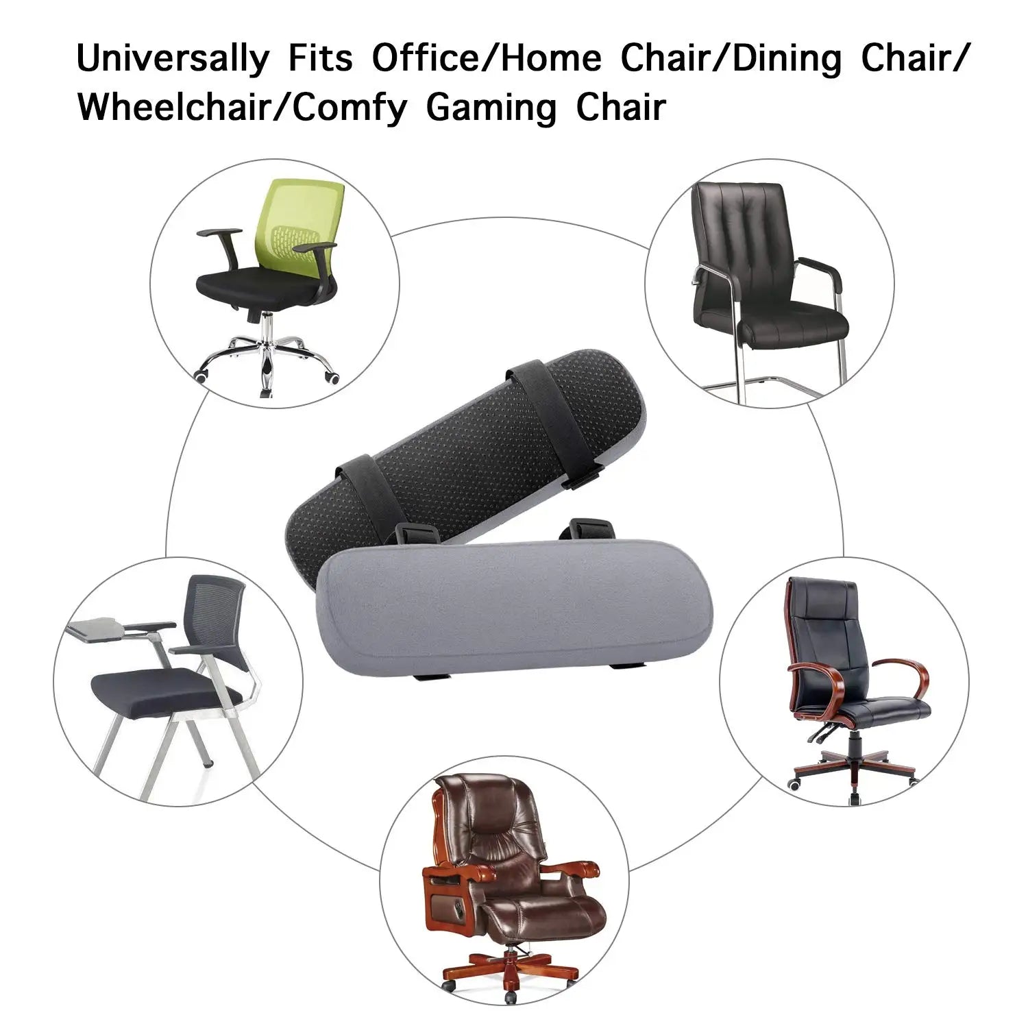 2 Pcs Office Chair Arm Pads,Soft PU Sponge Arm Rest for Desk Chair Gaming Chair,Arm Rest Cover Elbow Support,Removable Cleaning