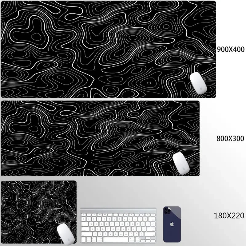 Mouse Pads Black White Line Gaming Mousepads Large Mousepad Gamer Natural Rubber Mat Company Lockrand Deskmat Design For Gift