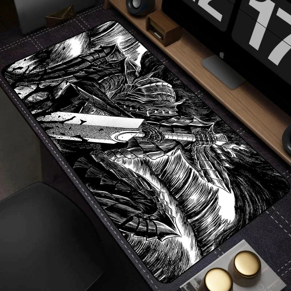 Black White Anime Mouse Pad Guts sword in berserk Gamer Mouse Mat Computer gaming Accessories Keyboard Laptop mouse Desk pad