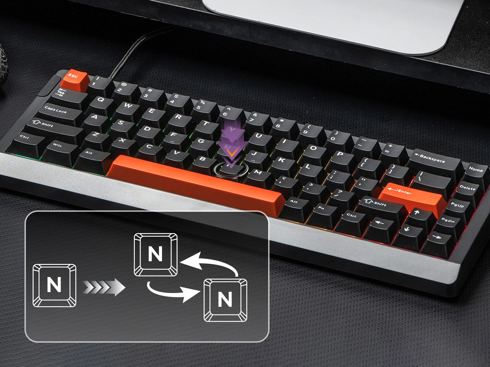 EPOMAKER HE68 Lite 65% Layout Tray-Mounted Wired Hall Effect NKRO Magnetic Keyboard DKS SOCD 8kHZ Polling Adjustable Actuation