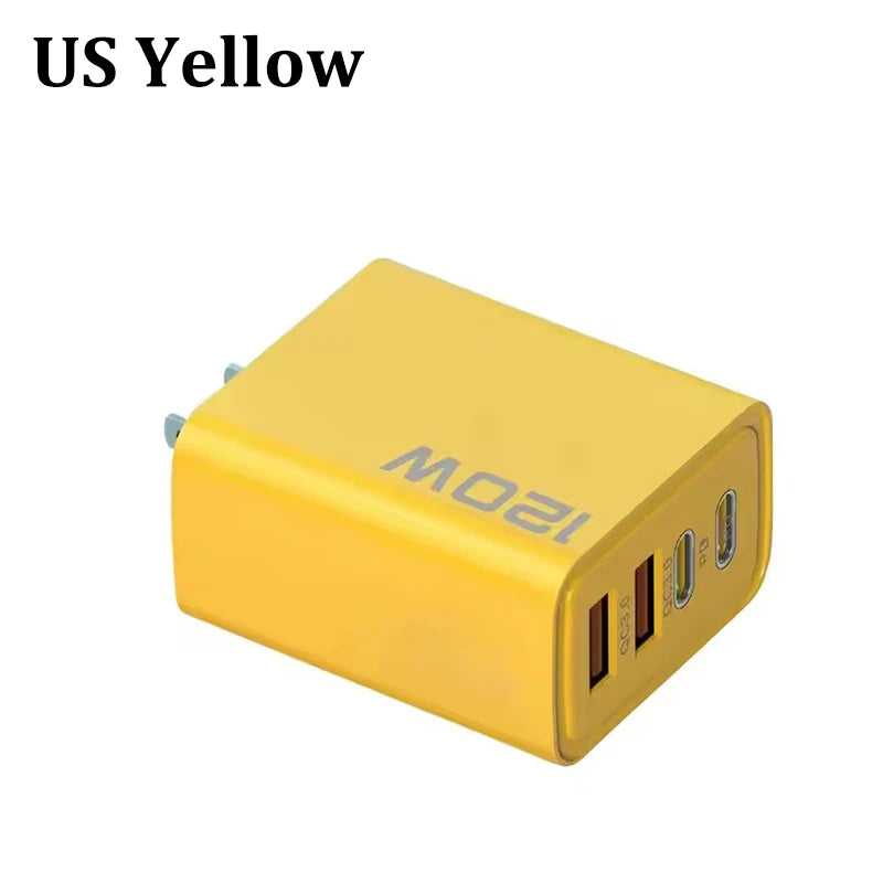 4 Ports 120W Charger USB C PD Quick Charge 3.0 Type C USB Phone Chargers Fast Charging Adapter For iPhone Samsung Xiaomi Huawei