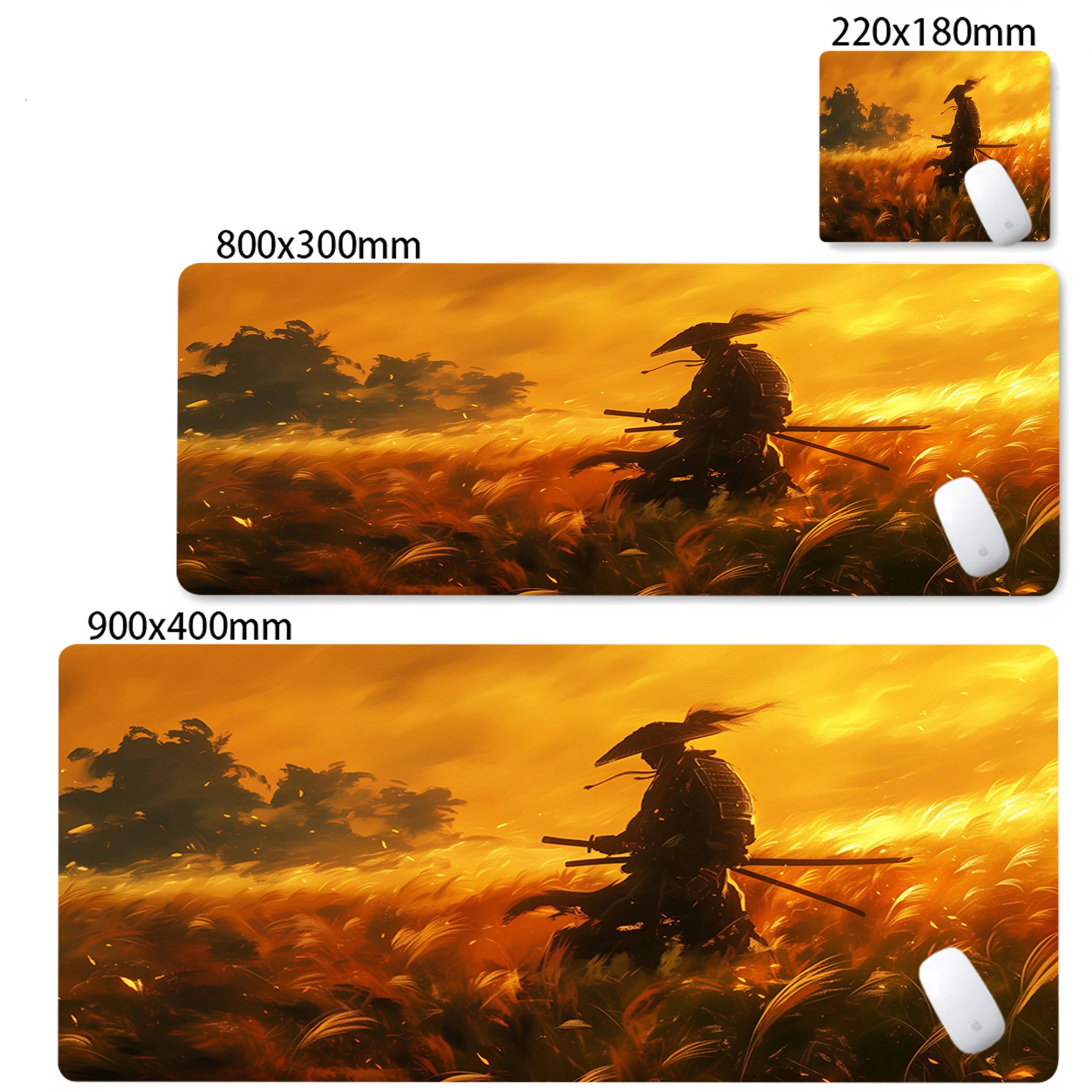 Mouse Pad Black Japanese Samurai Sword Desk Mats Large Office Computer Mousepad Pc Accessories Rubber Keyboard Deskmat 90x40cm