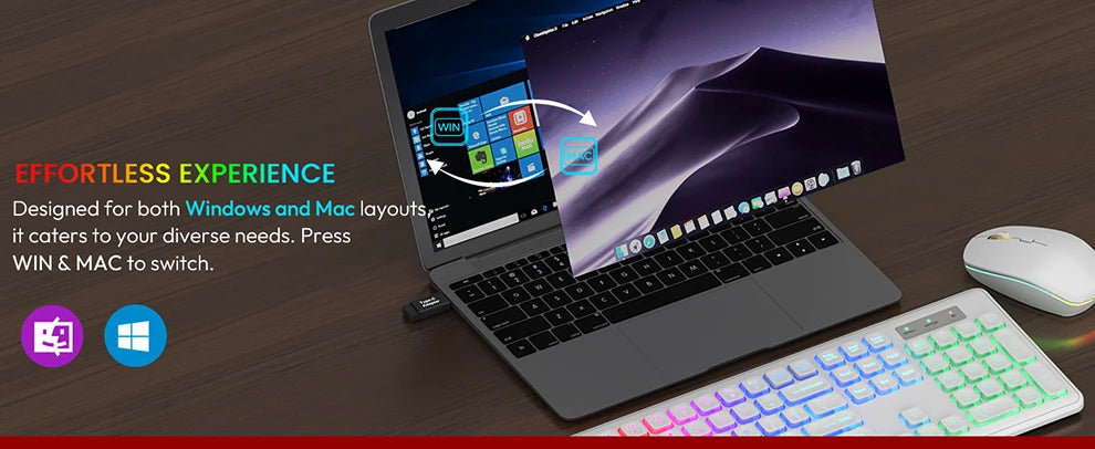 Backlit Wireless Keyboard and Mouse,Quiet Light Up Keys, Tilt Legs, Rechargeable USB Cordless Combo for Computer, PC, Laptop