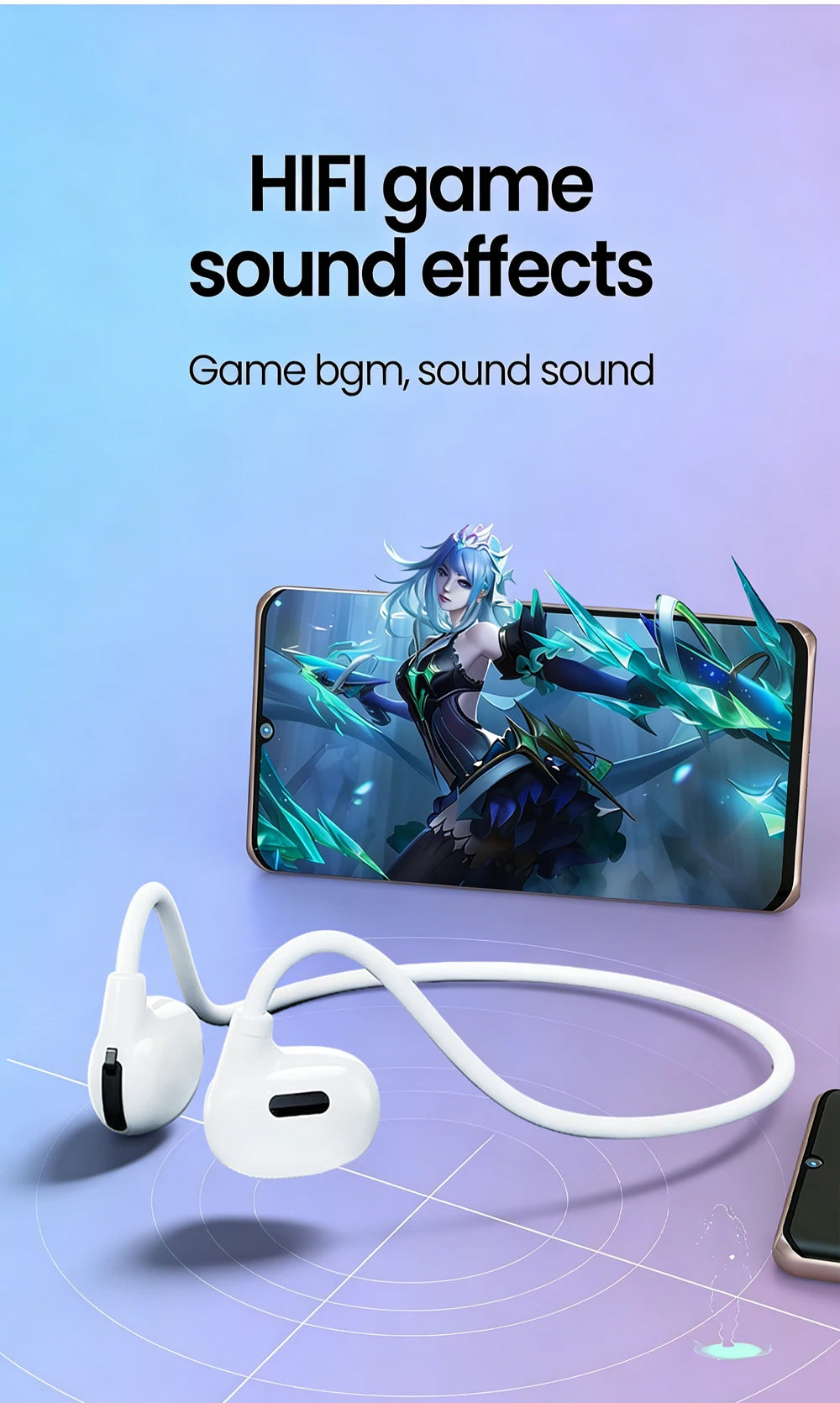 Olaf Sport Bluetooth 5.3 Headphone Wireless Open Air Conduction Earphones Hifi Stereo Sound Sport Gaming Headset  For Phone
