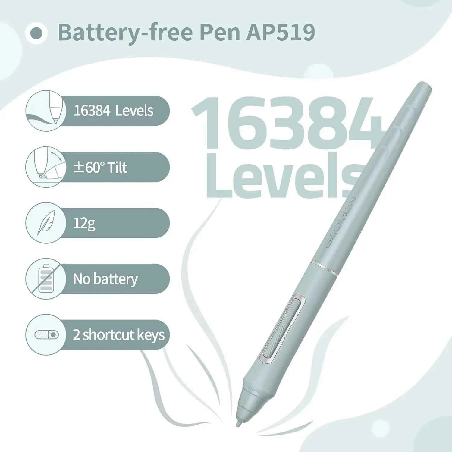 GAOMON Wireless Graphics Tablet WH851 Bluetooth 5.0 Connectivity 16K Levels Pen 8x5 Inch Type-C Drawing Tablet with Sleeve Glove