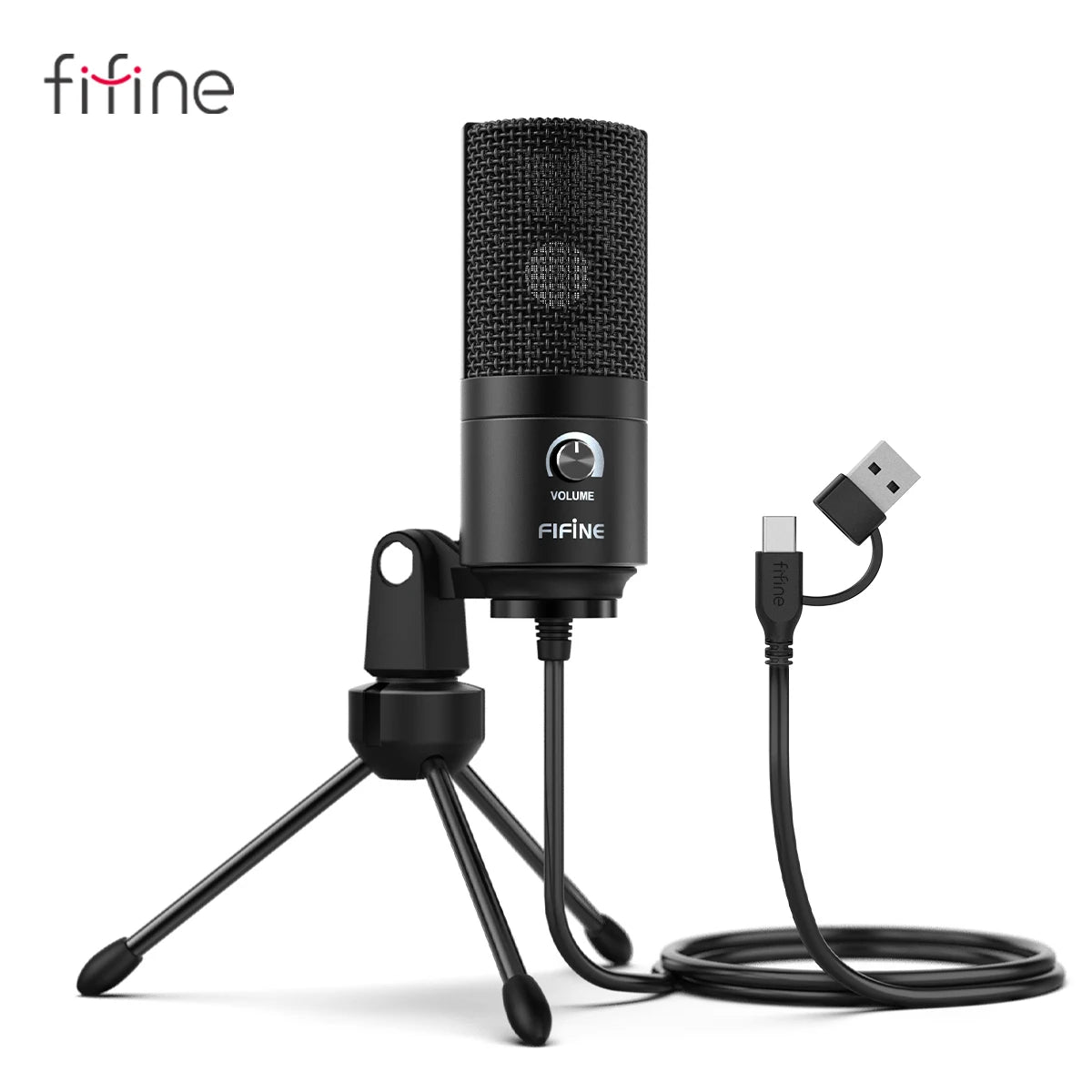 FIFINE K669B USB Condenser Microphone with Gain Knob, Metal Recording Mic for Home Studio, Podcasting, Voice-over, Laptop, Windows - WinSupport Tech