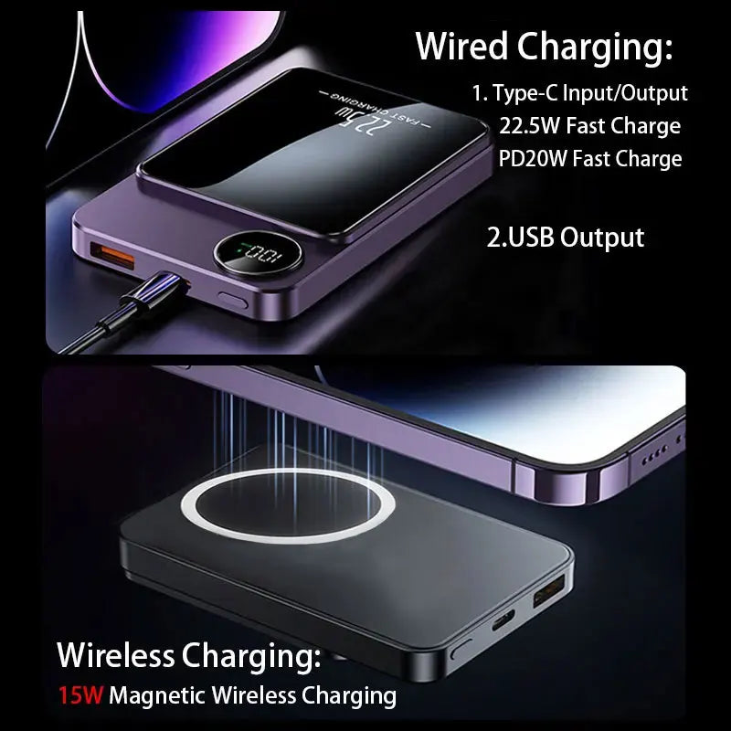 Magnetic Wireless Portable Power Bank 22.5W for MagSafe Fast Charging 10000mAh Battery Charger Cases for iphone Samsung Xiaomi
