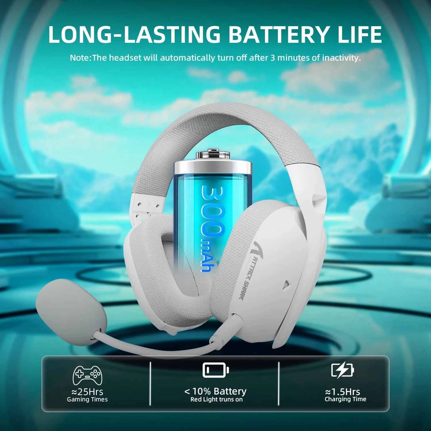 Attack Shark L80Pro Gaming Headphones 2.4G Bluetooth Connection Mode,Dual-microphone Design,Ultra-light Body,Soft Ear Cups