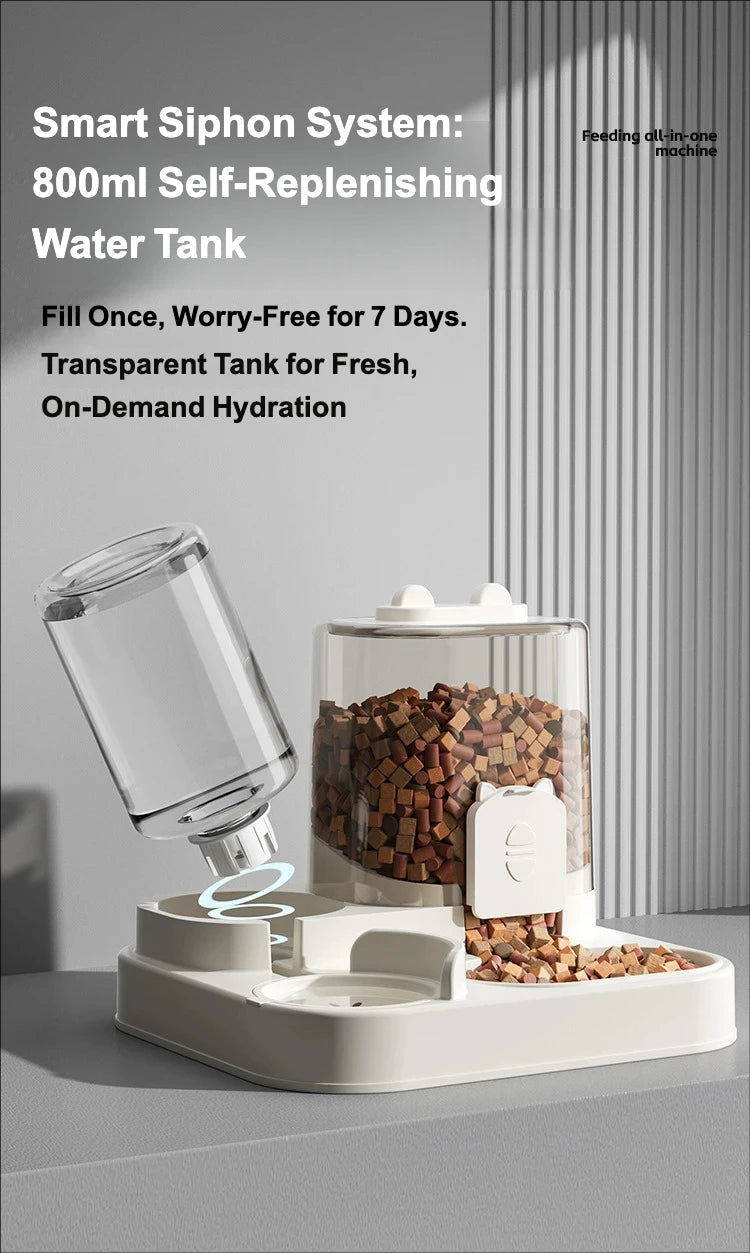 Automatic Cat Feeder Water Dispenser 2-in-1 Pet Food Container Gravity Feeding Bowl for Cat Dog Pet Supplies