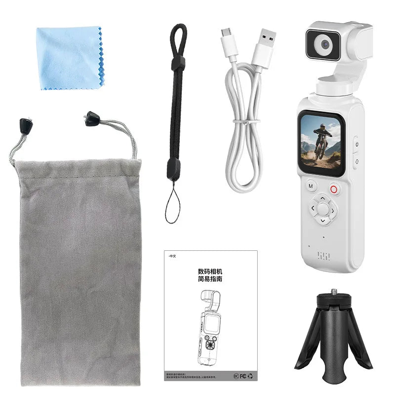 4K Vlog Pocket Gimbal Camera with 330° Face Tracking, 18x Zoom, WiFi, 2400mAh Battery–Handheld Stabilizer for YouTube,TikTok