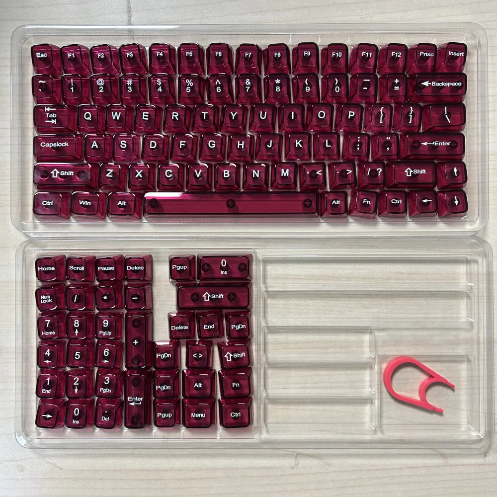 Womier 115 Keys Clear Keys Red Transparent Keycaps MDA Profile Crystal Ceramic Custom Keycaps Set