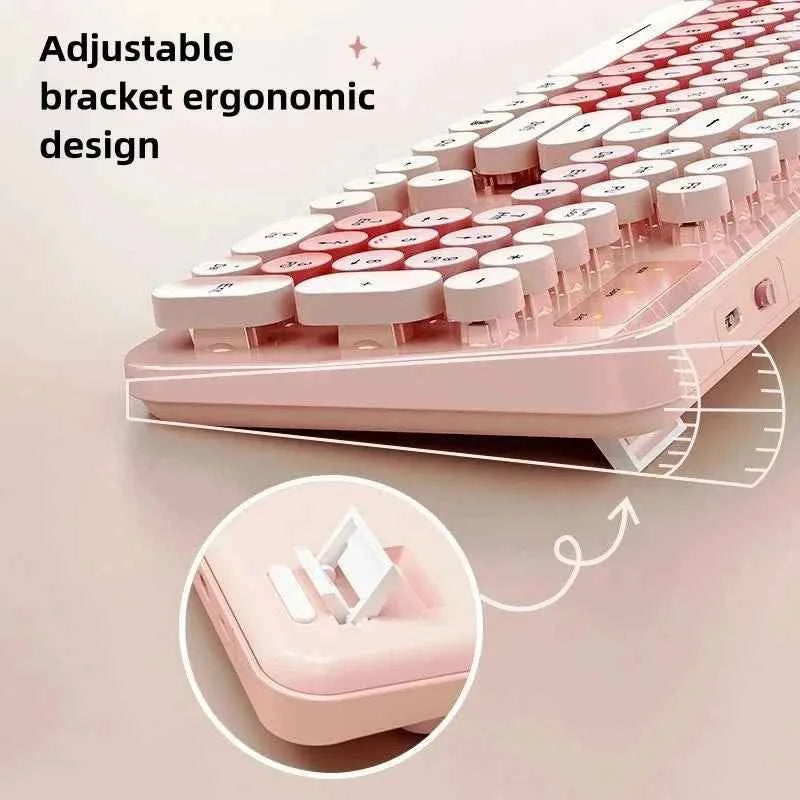 Green Wireless Keyboard And Mouse Set Punk Desktop Laptop Office Color Fingerboard