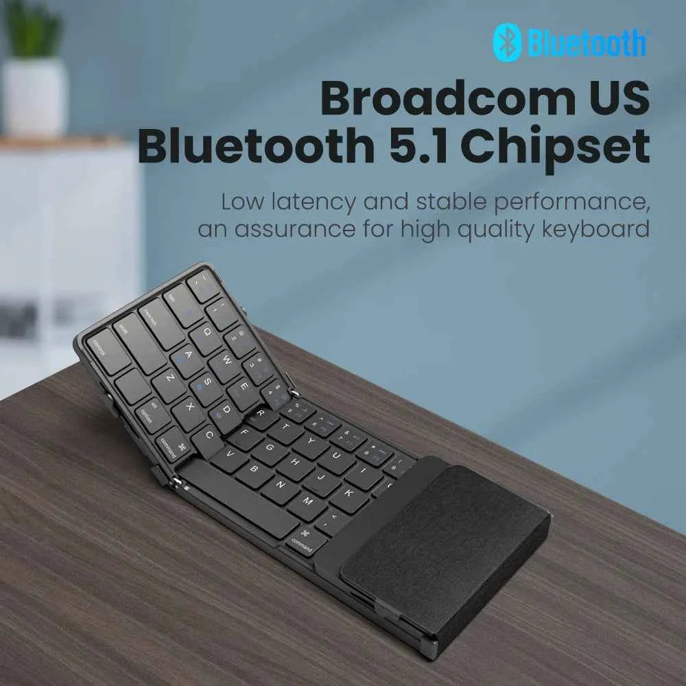 BOW Korea/Russia Wireless Folding Keyboard with Touchpad/Numberpad Rechargeable Foldable Bluetooth Keyboard for Tablet Ipad