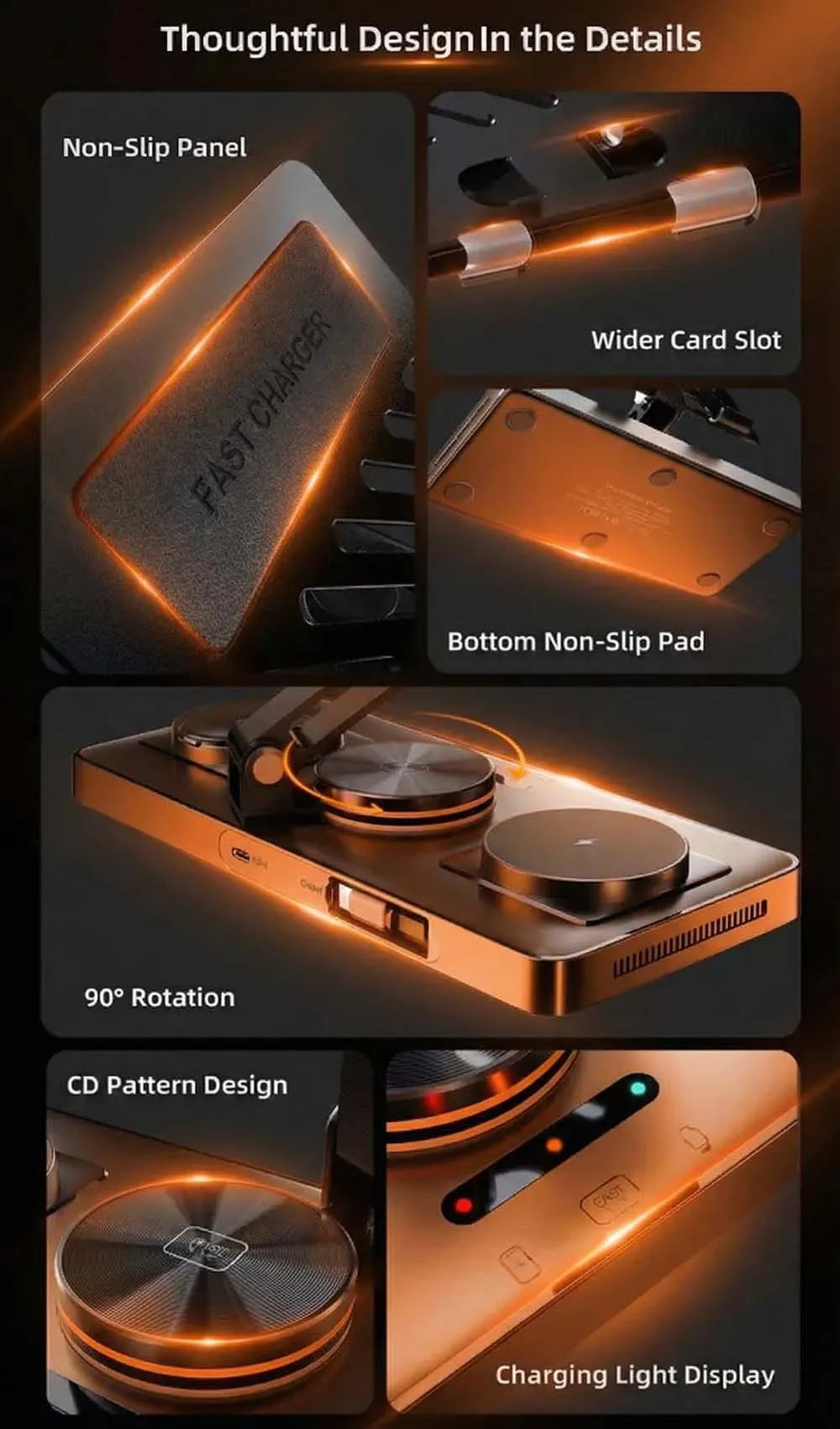 5-in-1 Wireless Charging Station 60W Fast Charger – Foldable Magnetic Stand Dock for iPhone, Apple Watch & AirPods, Desktop Tablet Holder.