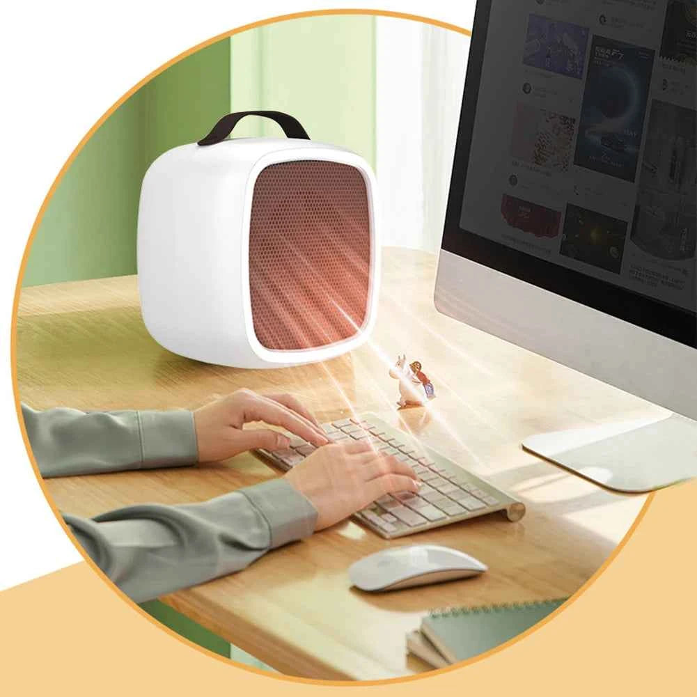 Portable Mini Heaters Household Desktop Mutes Fast Heating Warmer Fan 500W PTC-Ceramic Warm Air Heaters for Indoor Office Winter