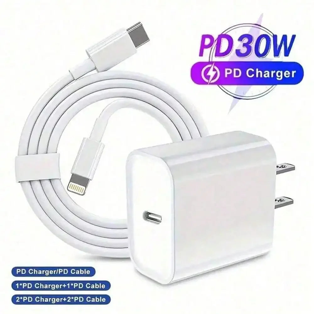 30W Charger Kit 30W Fast Charging Adapter + 3.3ft/100cm High-Efficiency Data Sync Fast Charging Cable Compatible With