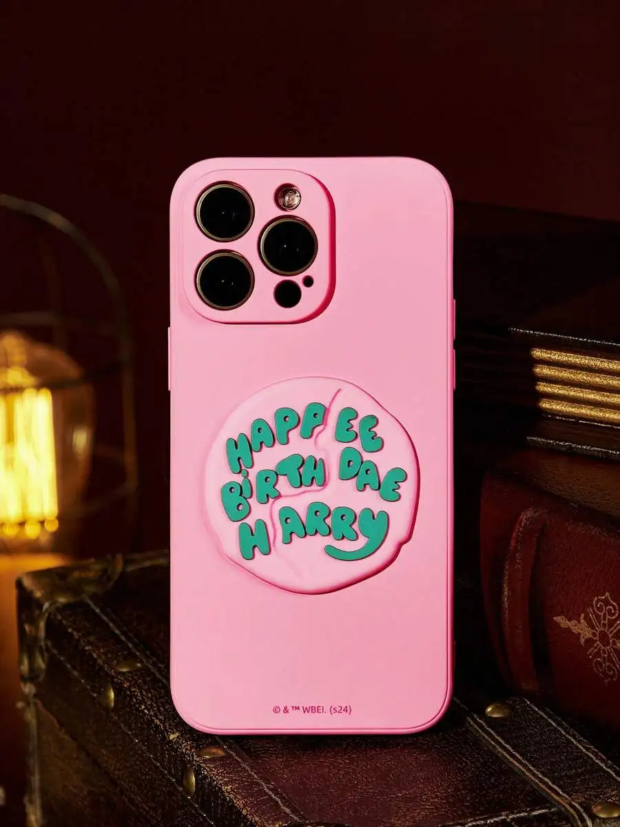 Transparent Pink Cartoon-Style Phone Case with Chill Graphic Design for iPhone