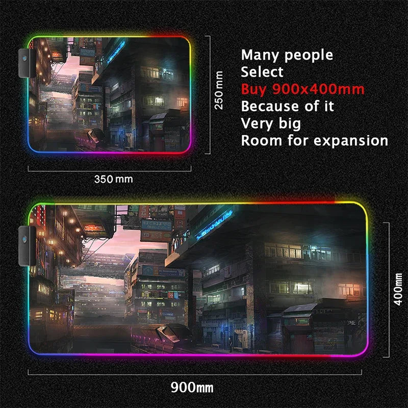RGB Led Backlight Mouse Pad Cool Cyberpunk Gaming Accessories Carpets Large Mause Pad Gamer XL Neon Desk Mat Rug Mouse Mat