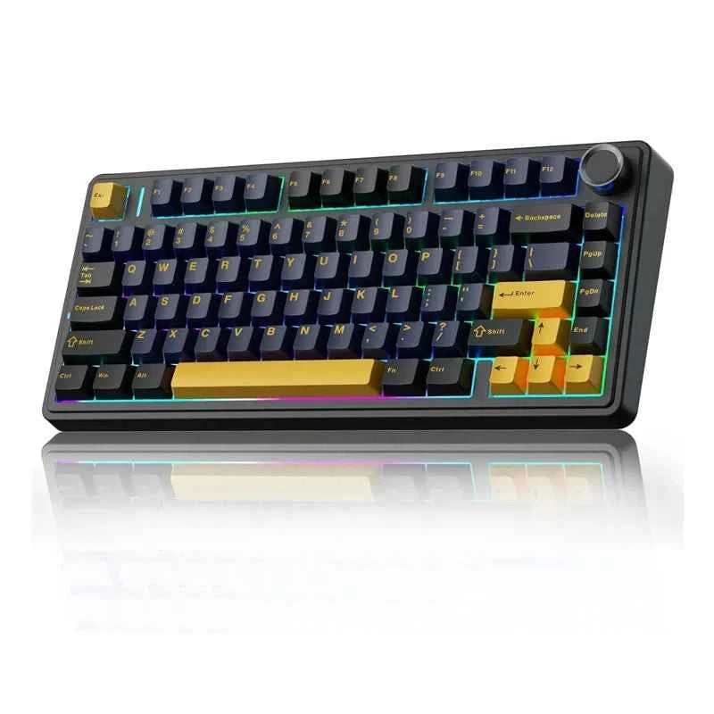 AULA F75 Game Mechanical Keyboard RGB Light 2.4G /BT5.0/Wired Tri-Mode Gasket Structure 75% Customized Gradient Grey Keyboard