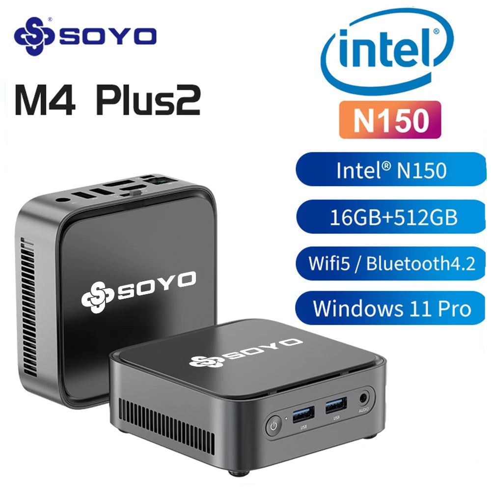 SOYO Mini PC M4 PLUS2 Intel N150 8GB 16GB RAM 256GB 512GB SSD Windows 11 Pro Mini Desktop computer for Home Business Gaming - WinSupport Tech