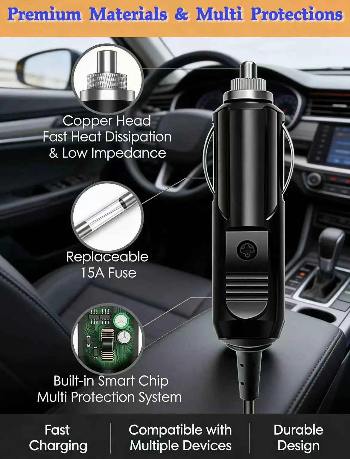 100W USB-C Car Charger, 5V/9V/12V/15V 3A, 20V 5A, PD Fast Charger for MacBook, Laptop, Tablet, Phone, Huawei, Lenovo, Dell, HP,