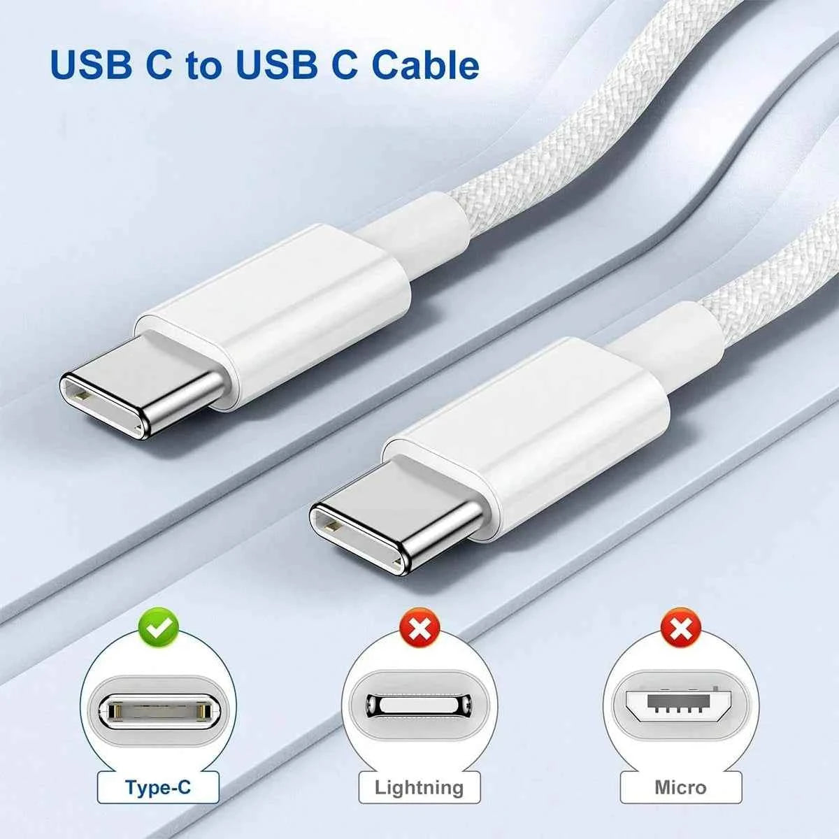 30W Fast Charger Set USB C Port Wall Charging 3.3Ft Type-C Braiding Data Cable for iPhone 16 15 Pro Max Plus ipad Samsung Xiaomi