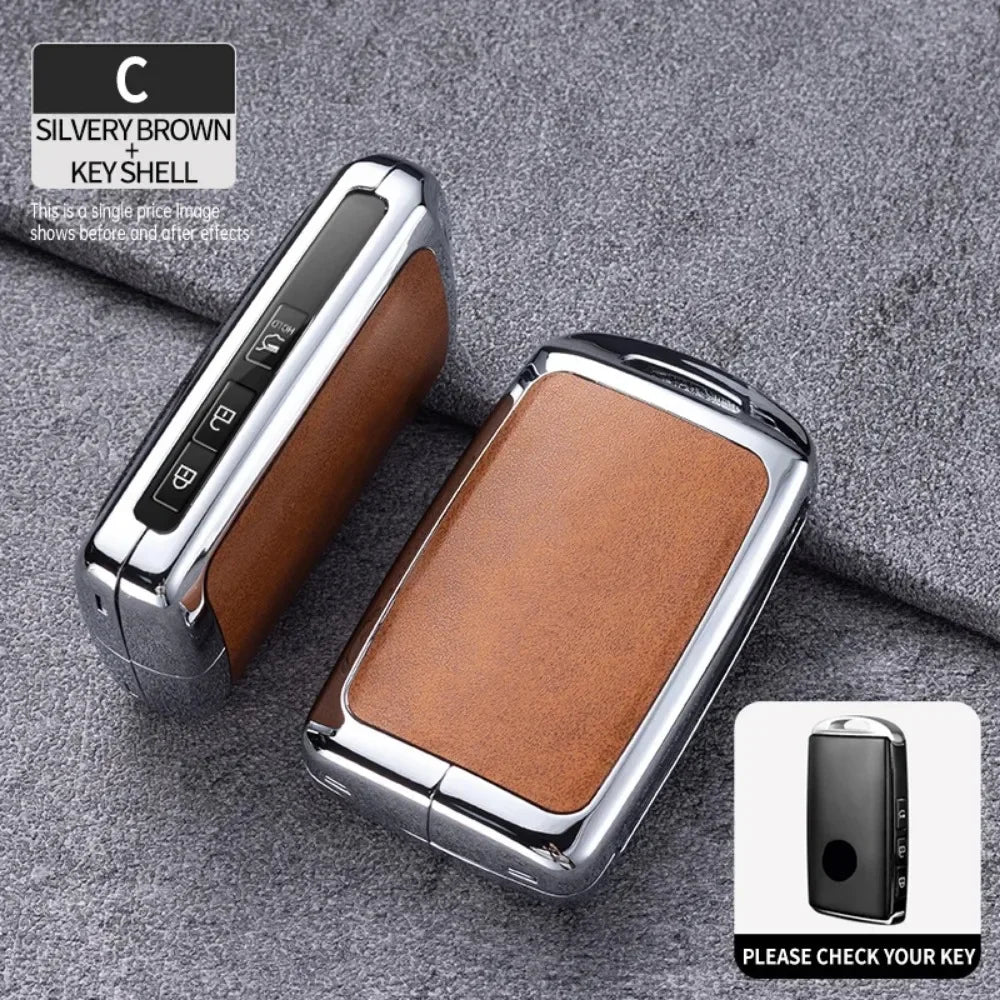 Zinc Alloy Leather Smart Car Key Fob Case Cover Chain Remote Shell Holder Protector for Mazda 3 6 CX3 CX30 CX5 CX8 CX9 CX50 CX60
