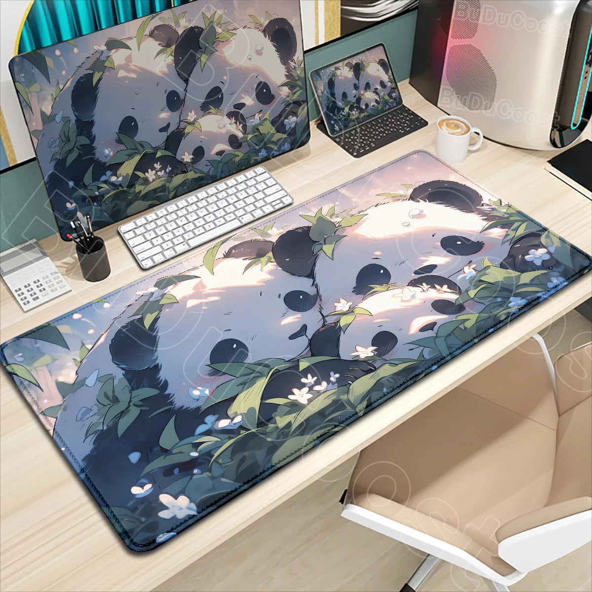 HD Printing Kawaii Anime Panda Mouse Pad Large Computer Office PC Game Table Mats XXL Gaming Keyboard Pad Cute Animals Desk Pads