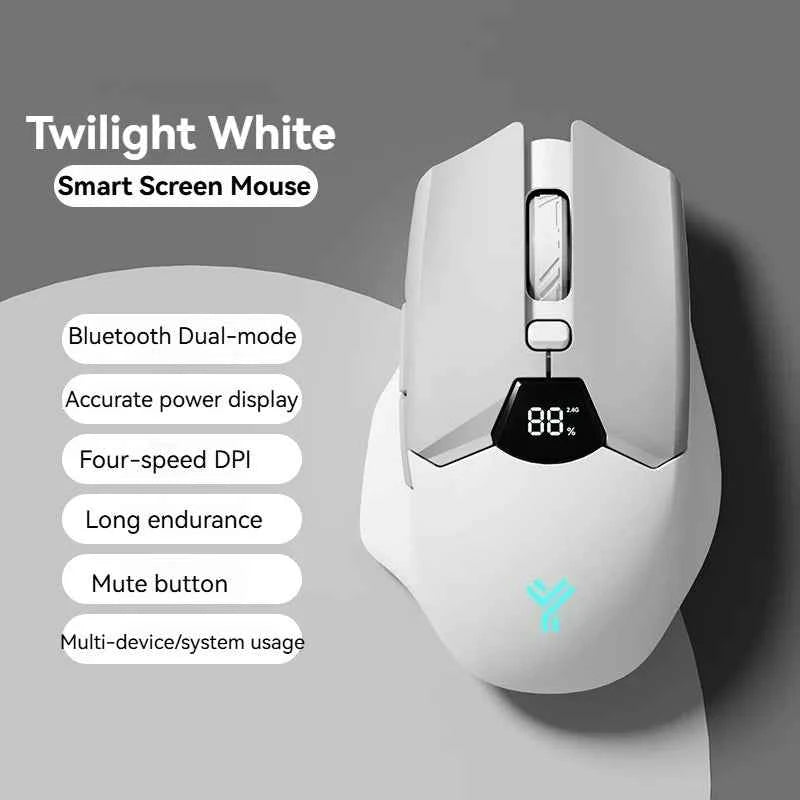 V086 2.4G Bluetooth wireless mouse screen display power 600mAh battery, light tone buttons for gaming and office