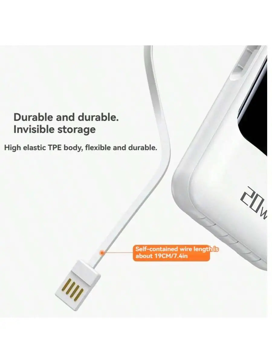 10000mAh Portable charger for phone, Power Bank Built-in 4 Cables and Flashlight ,PD22.5W Fast Charge USB C Battery Pack Compatible with IPhone and Sumsang Android,etc, Camping Travel Essentials