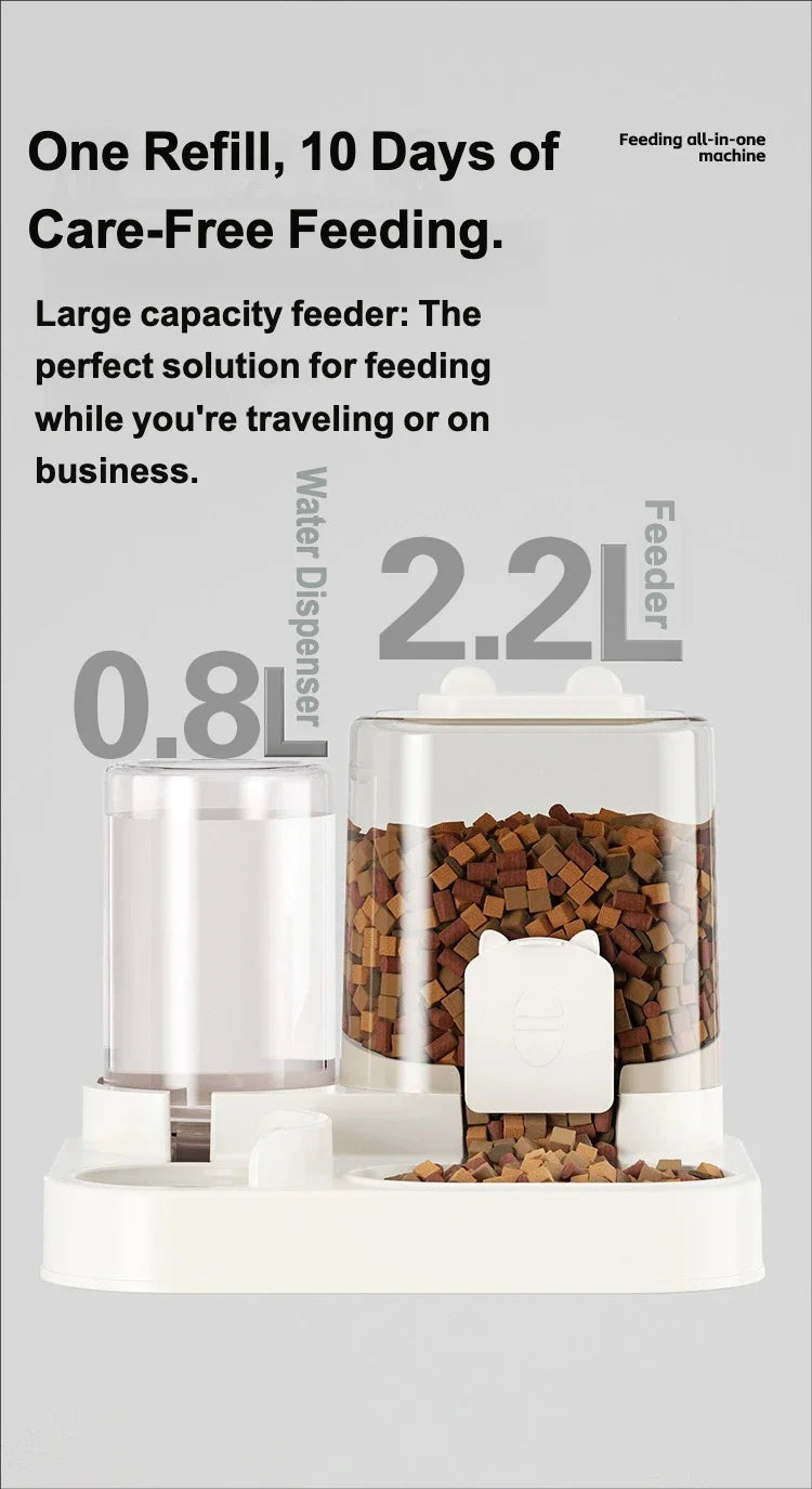 Automatic Cat Feeder Water Dispenser 2-in-1 Pet Food Container Gravity Feeding Bowl for Cat Dog Pet Supplies