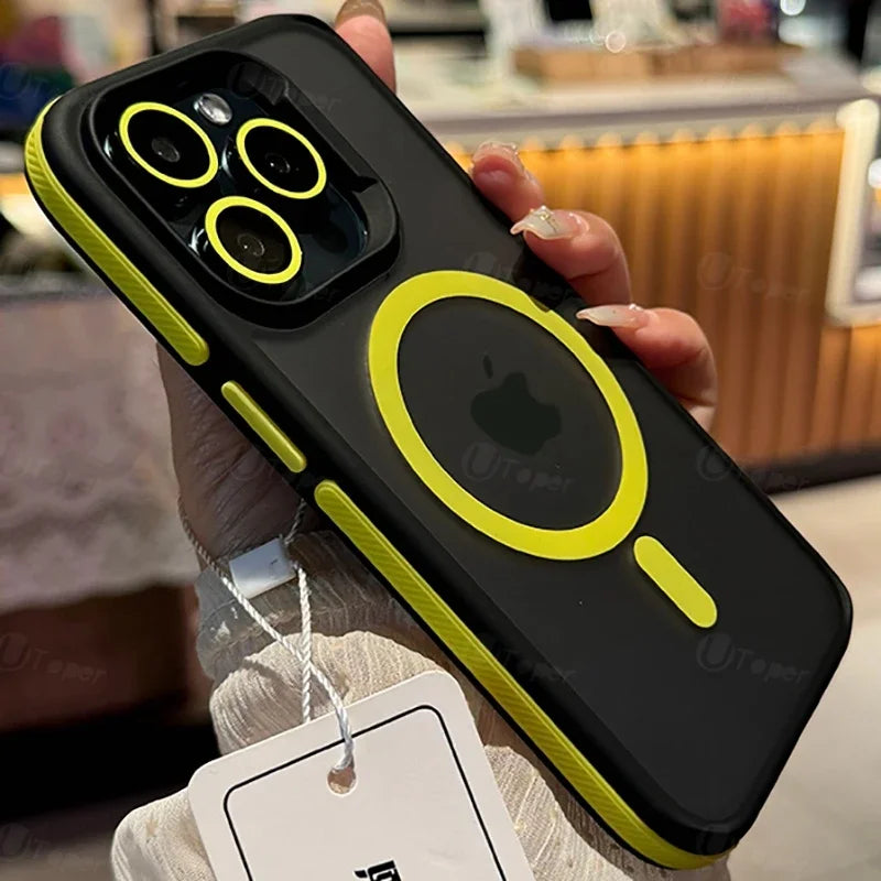 New Bicolor Matte Frosted Magnetic Phone Case For iPhone 17 16 15 14 Plus 13 12 11 Pro Max Translucent Shockproof Hard Cover