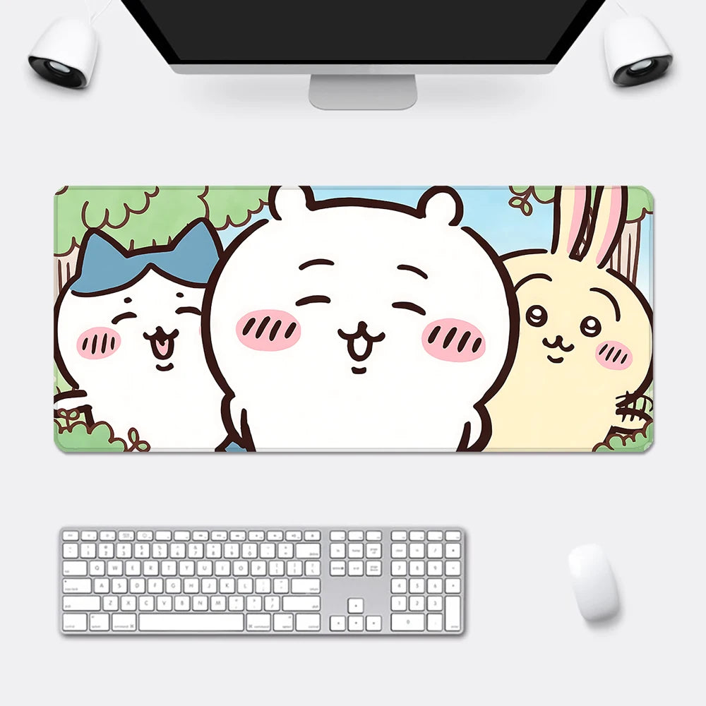 Cute Anime Chiikawas Mousepad HD Printing Computer Gamers Locking Edge Non-slip Mouse Pad XXL90x40cm Keyboard PC Desk Pad