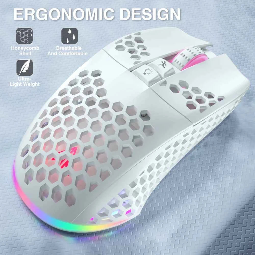 SM600 3-Mode Connection Wireless Gaming Mouse Ergonomic Design Rechargeable Mice Macro Software Zero Latency