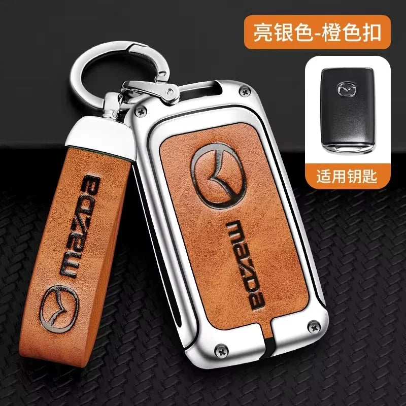 Metal&Leather Car Key Case Cover Protection For Mazda 3 Alexa BP CX3 CX4 CX5 CX-5 CX8 CX-9 CX-30 CX30 CX50 2020 2022 Accessories