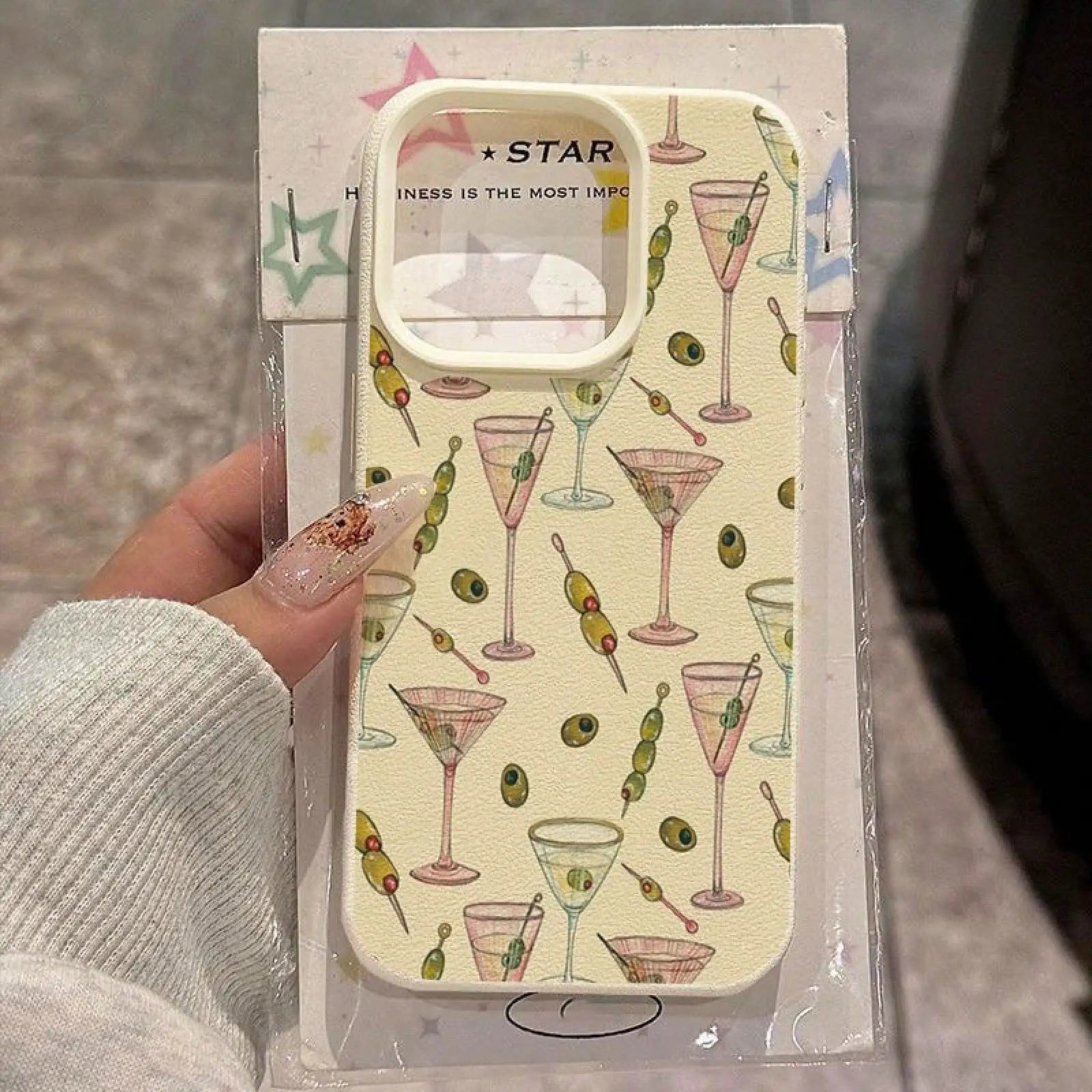 Martini Olive Pattern TPU Phone Case For IPhone 16 Pro Max/15 Pro Max/14 Plus/16 Plus/15/13P/12/11, Stylish Anti-Drop Protective Cover, Animal Phone Case, Impactresistant Cover, Phone Protection, Artistic Print, Fashionable C