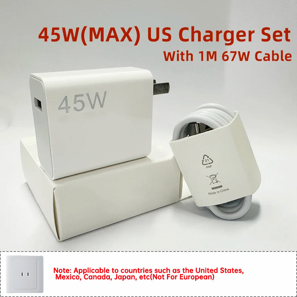 Original XIAOMI Charger 45W 33W Fast Turbo Charge Cable Usb C Travel Adapter Mi 11 10t Pro 10 11s Poco M7 X7 X5 X3 Redmi Note 15