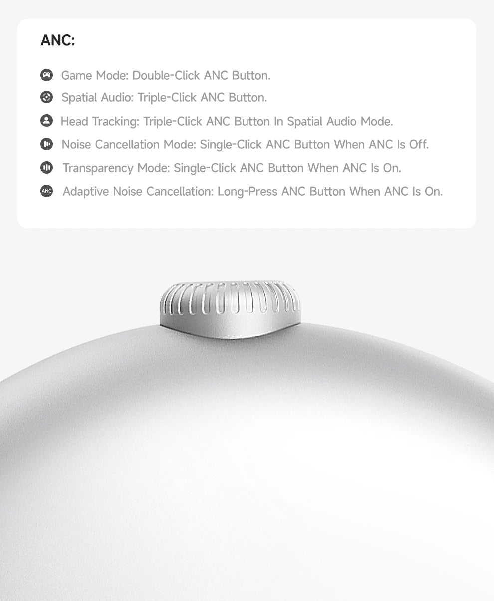 Picun F8 Pro -52dB Adaptive ANC Over Ear Headphone HIFI 3D Spatial Audio Wireless Earphone Bluetooth 6.0 140H Time Headset