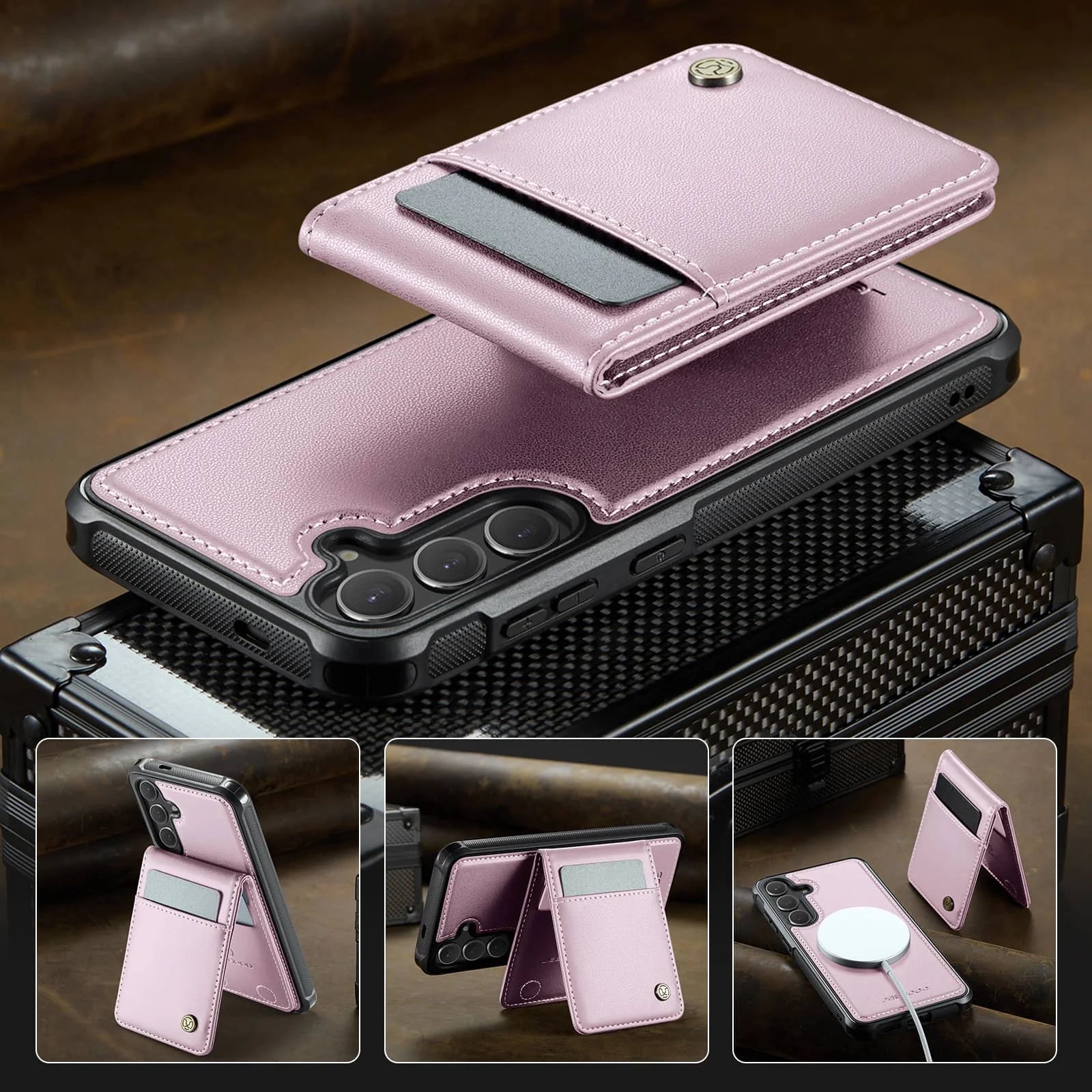 Magnetic 2 in 1 Detachable for Samsung Galaxy S25 S24 Ultra Wallet Case with Card Holder, Magnetic Flip Kickstand Credit Slots