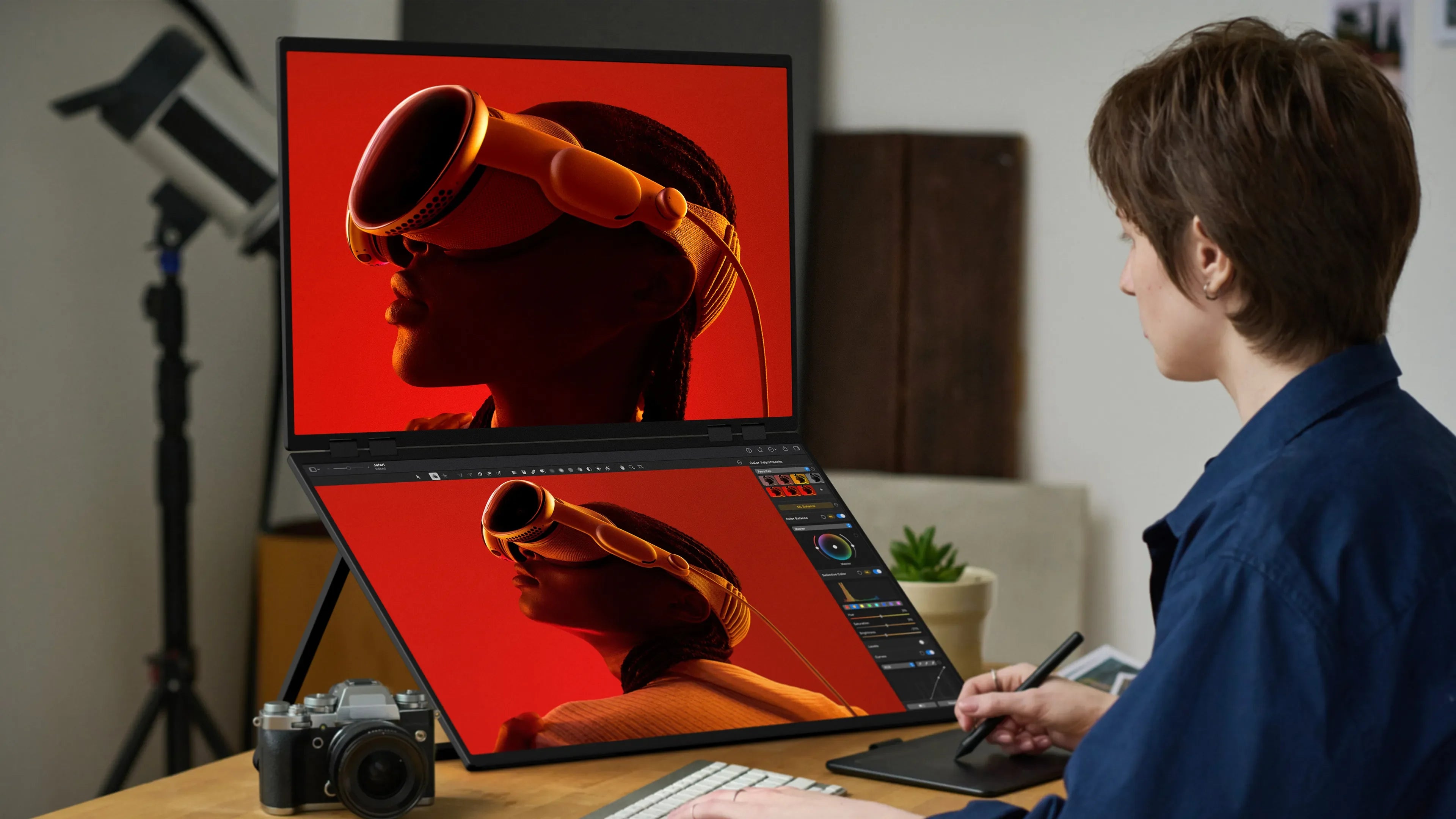 UPERFECT Delta Mega 23.8 Inch 100Hz Dual Screen Stacked Computer Monitor 1080P USB-C HDMI Gaming Laptop Extender Screen W/ VESA