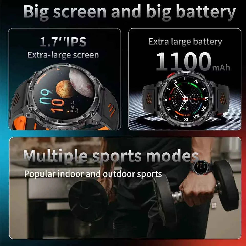 2026 New T-Rex3 Pro GPS Tracker 1100mAh Smartwatch Men 120-Day Standby Clock Rugged Outdoor Sport 10ATM Waterproof Call Watches