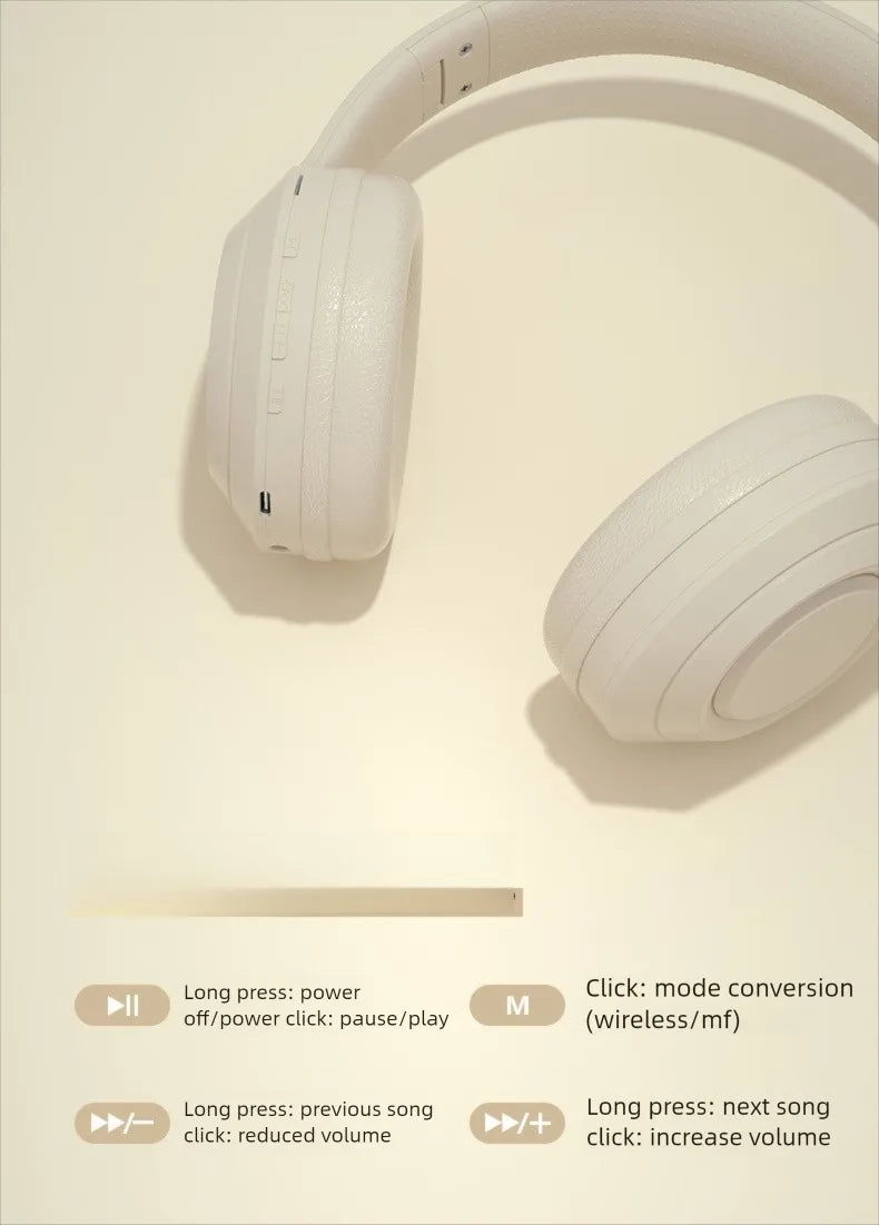 Wireless Bluetooth Headphones Over Ear HIFI Stereo Headsets Noise Reduction Sports Gaming Earphones Music Player with Mic Gifts