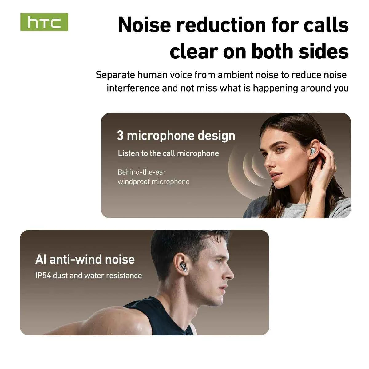 HTC NE79 TWS Wireless Bluetooth Earphones: AI Translator Earbuds Noise Cancellation Long Battery Life Premium Audio Headphones