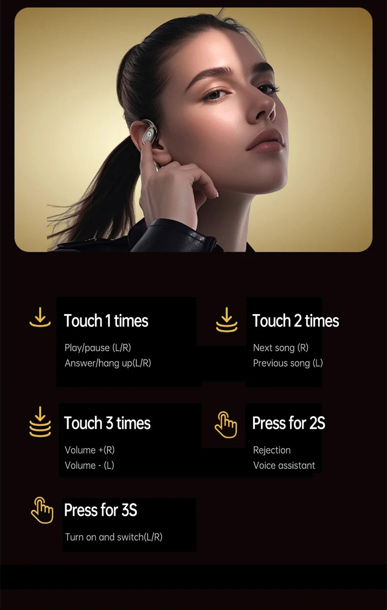 [Official Acer Product] Ohr553 Wireless Bluetooth Earphones with Earhook Design, Ows Design, Hd Calls, Comfortable Wear, Suitable for Sports and Running, Compatible with Mobile Phones, Tablets, and Laptops