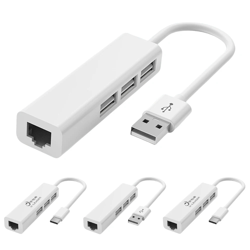 VKTECH Type-C to RJ45 LAN Adapter– 4-in-1