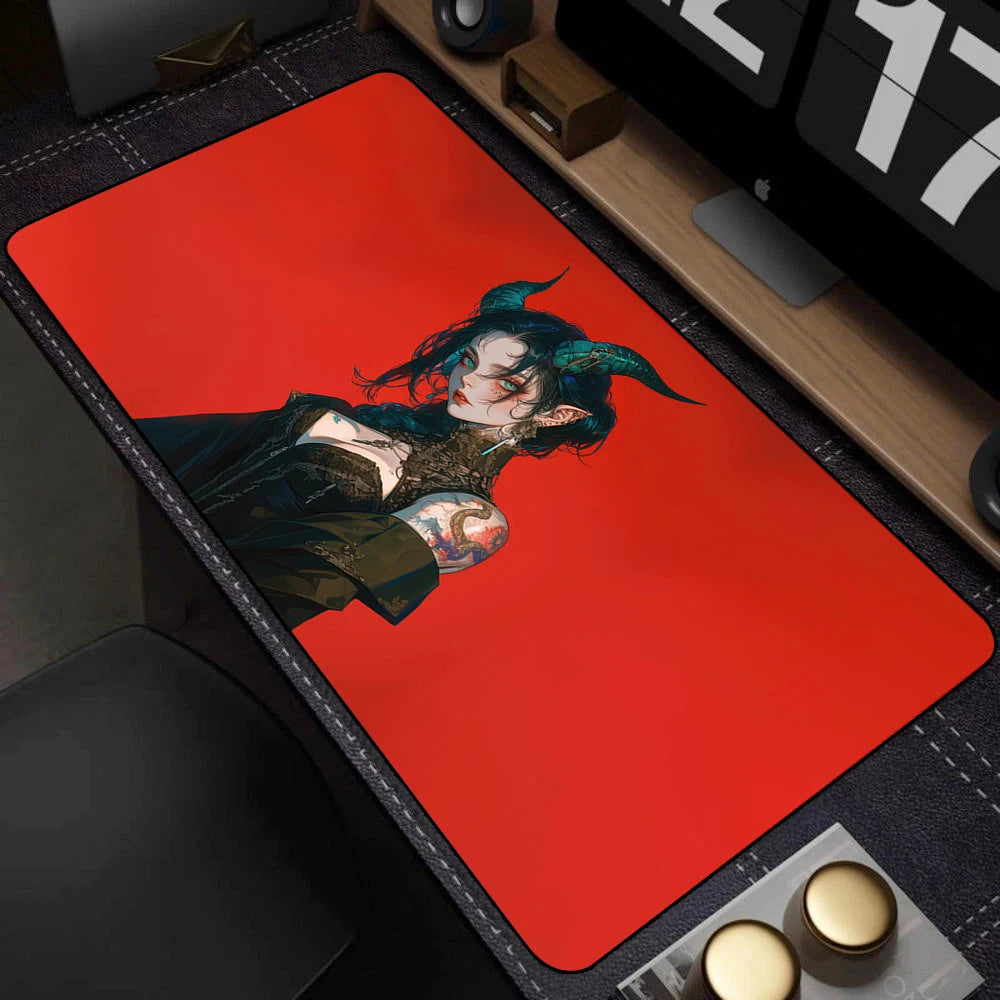 Japanese Style Anime Red Girl Pc Game Mousepad Large Mouse Pad XXL Gamer Mouse Mat Office Table Carpet Gaming Mats 500x1000mm