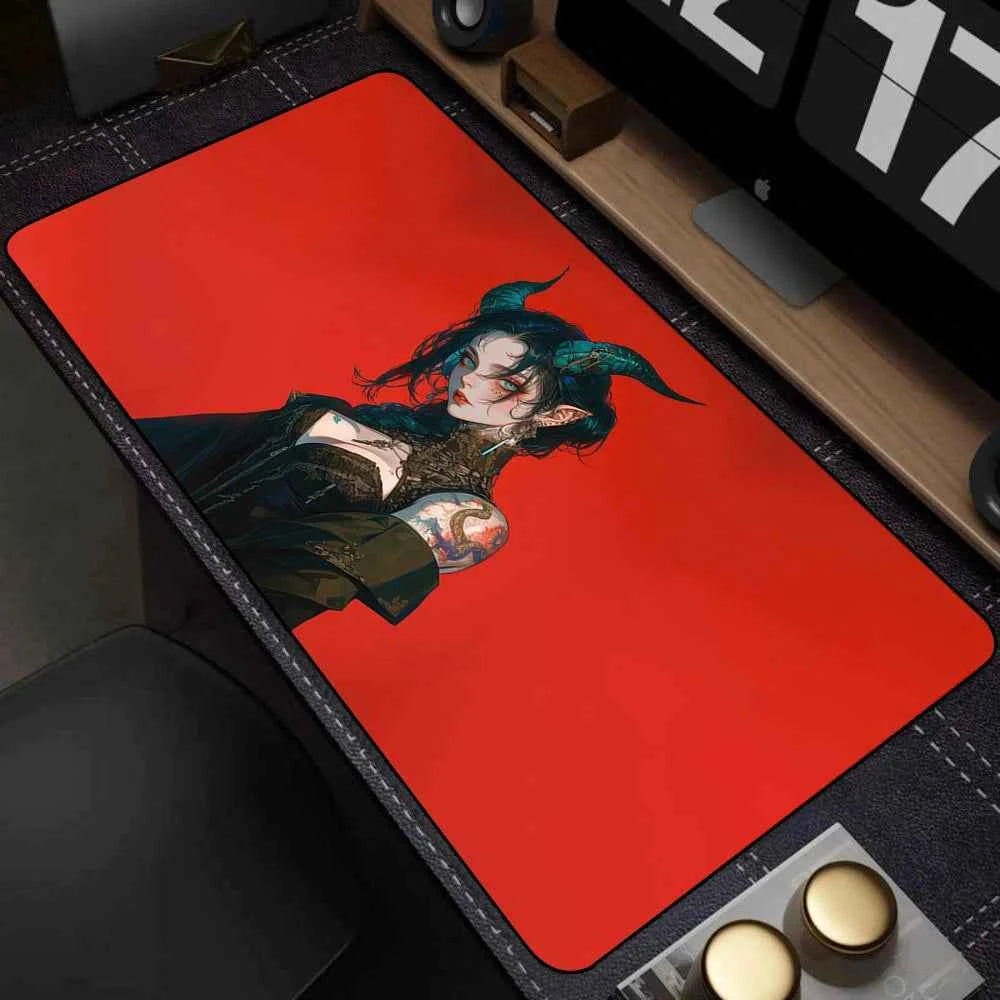 Japanese Style Anime Red Girl Pc Game Mousepad Large Mouse Pad XXL Gamer Mouse Mat Office Table Carpet Gaming Mats 500x1000mm